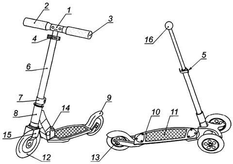 Устройство трюкового самоката схема